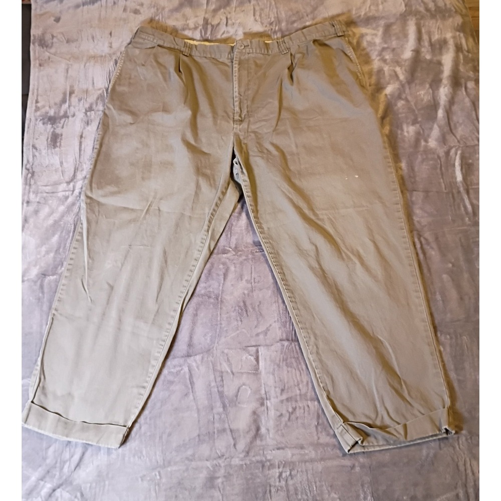 Polo Ralph Lauren Classic Chino Pants Mens 48x30 Khaki Tan Pleated Cuffed Cotton